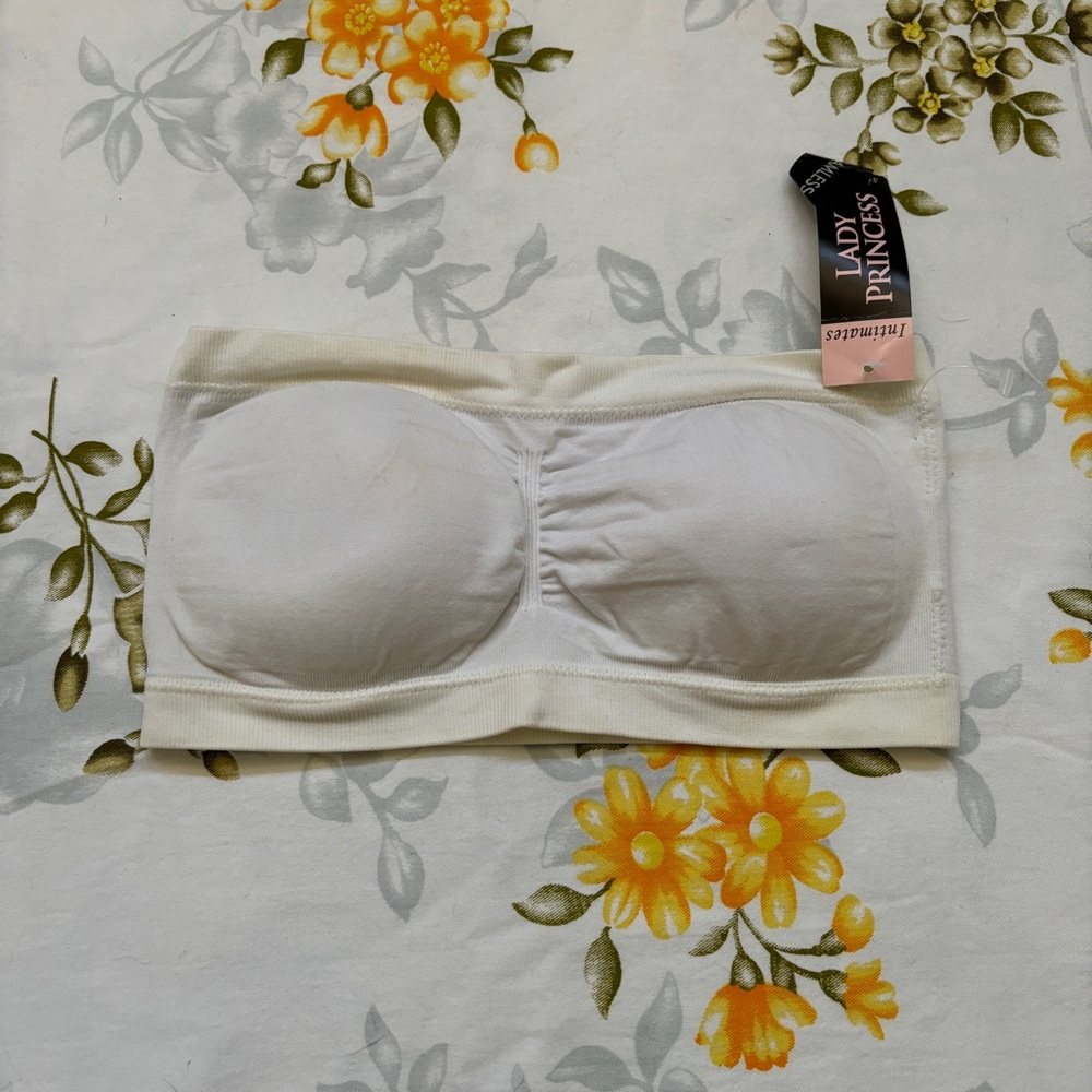Lady Princess Size S/M White Bandeau Bra NWT